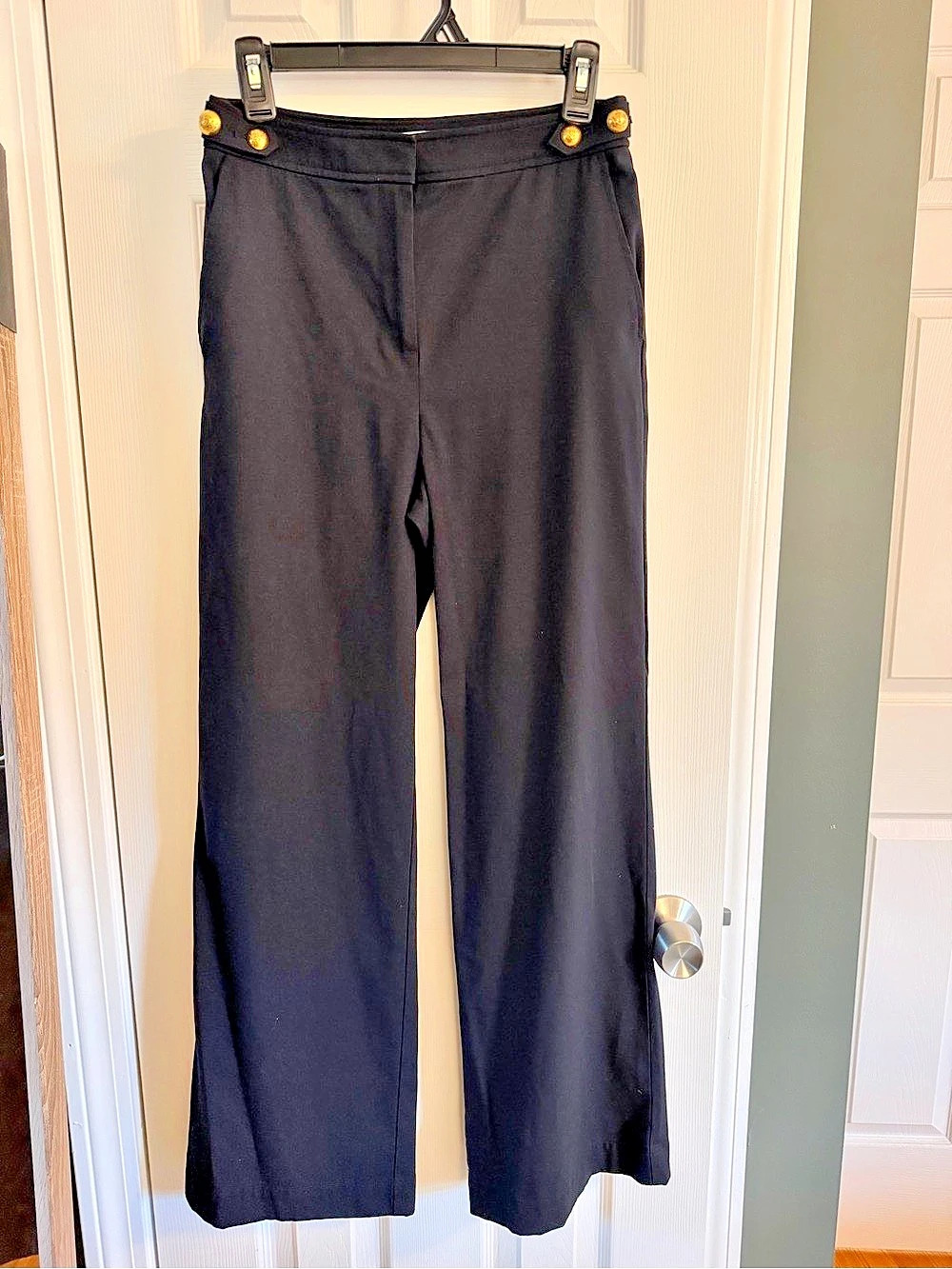 LOFT Side Button Wide Leg Dress/Work Pants Black (Size 0)
